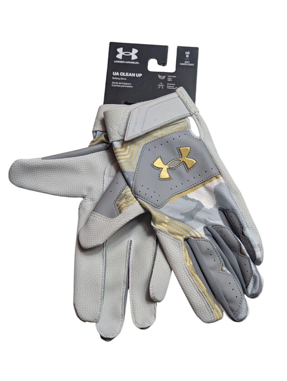 Under Armour UA Clean Up Batting Gloves Camo/Gold 1365468 Men's Size Large New